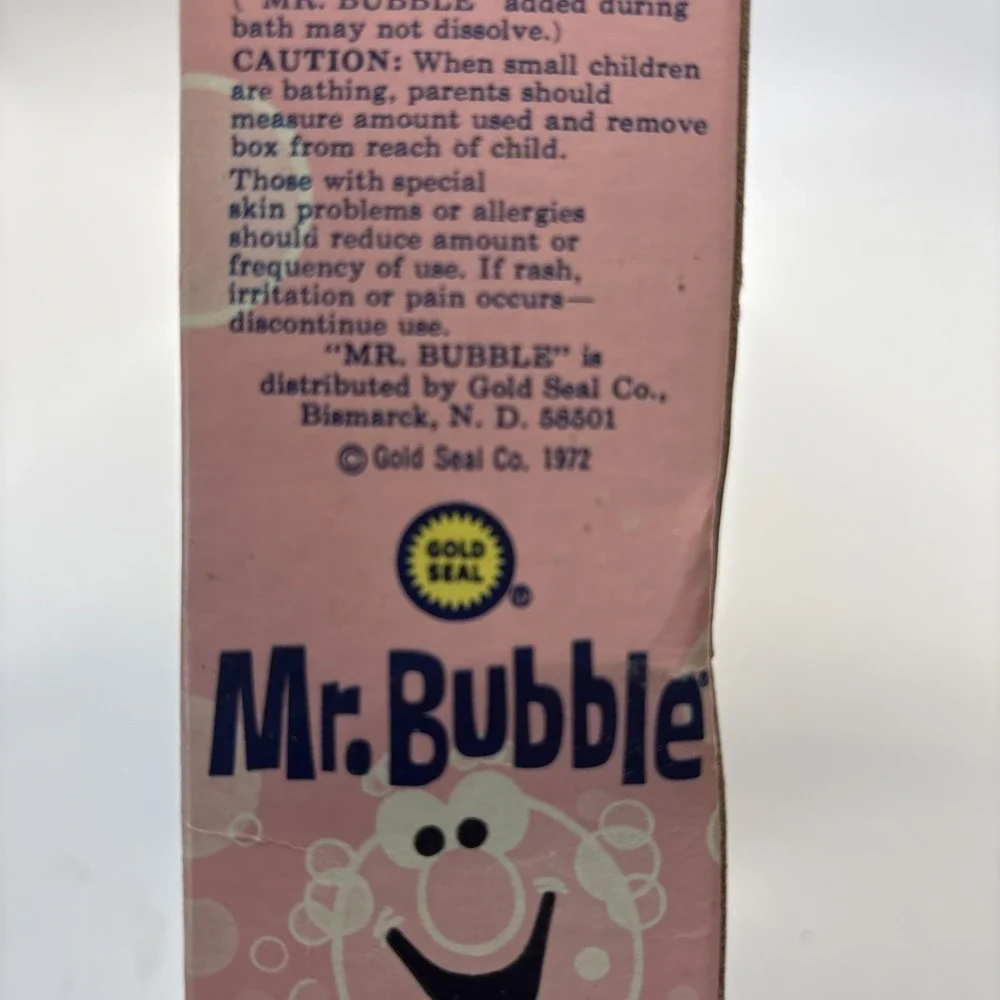RARE Vtg 1972 MR. BUBBLE Pink Box New Formula Gold Seal Co Retro Prop NOS - Picture 7 of 7